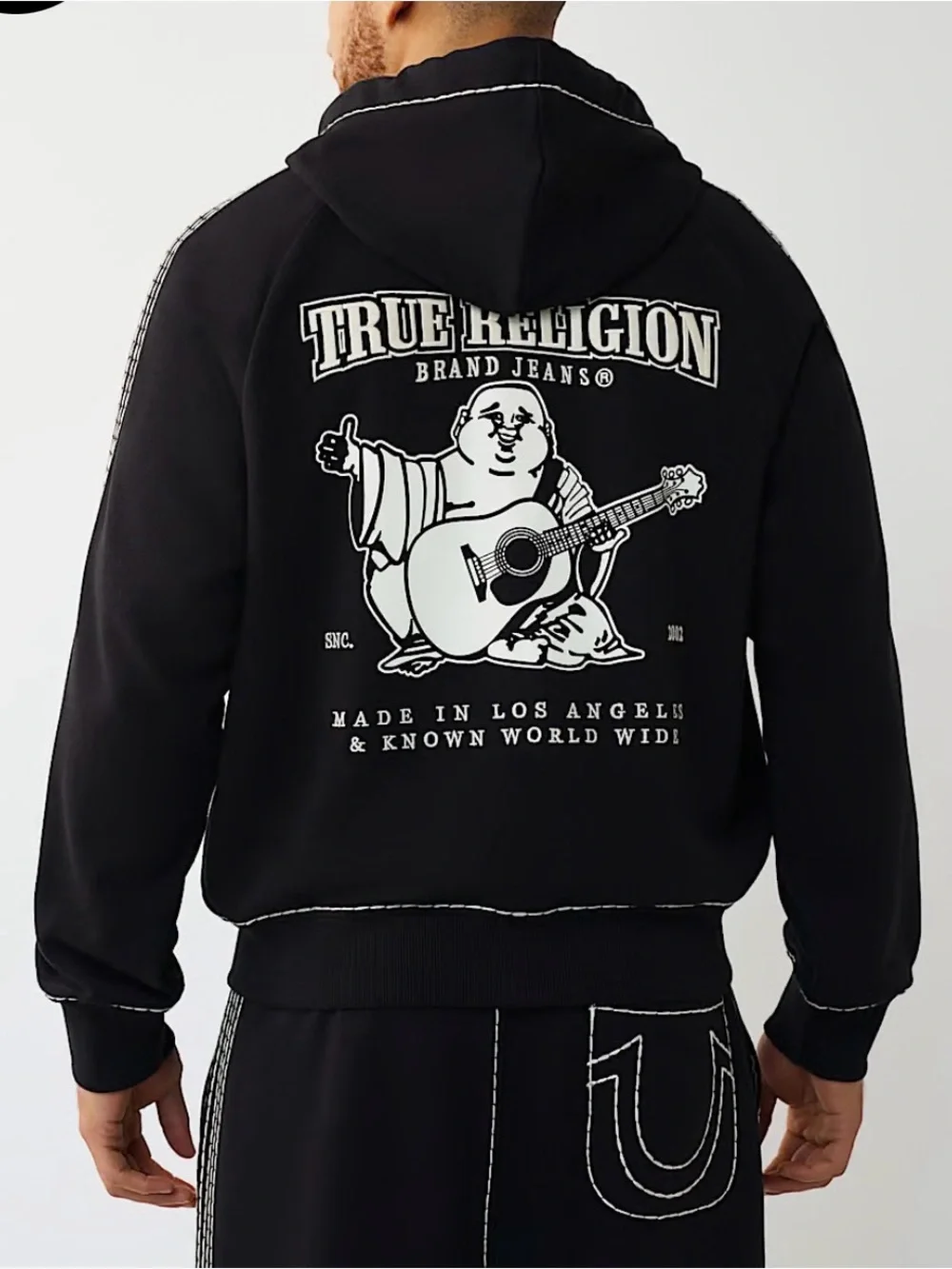 True Religion Super T Boxy Zip Hoodie Black L